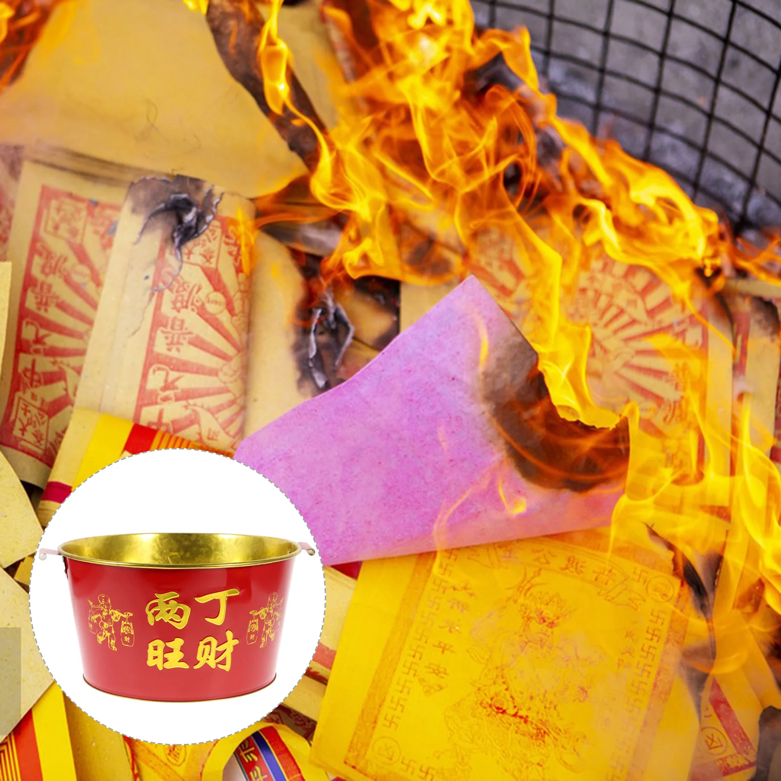 

Metal Bucket Burnerpaper Stainless Buckets Ice Worship Burn Decorations Favor Container Party Incinerator Prayer Buddhism Snack