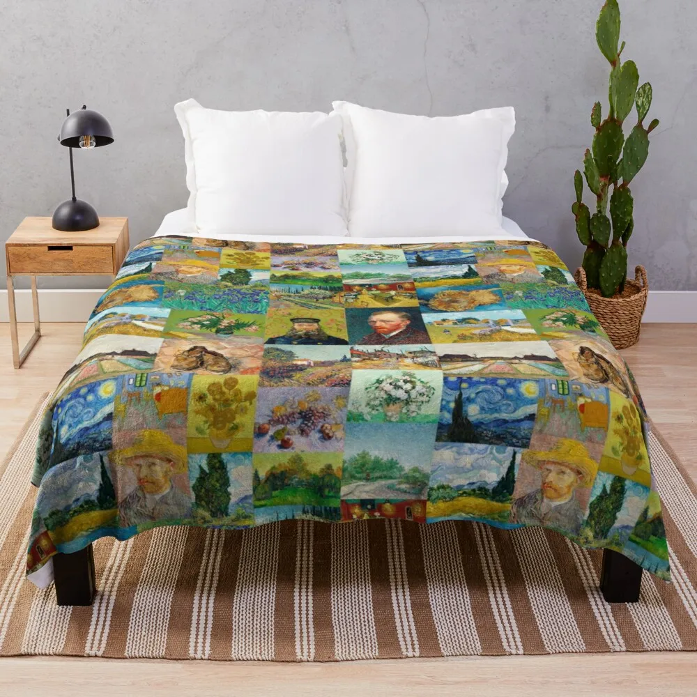 

Van Gogh Collage Throw Blanket throw and blanket from fluff decorative blankets