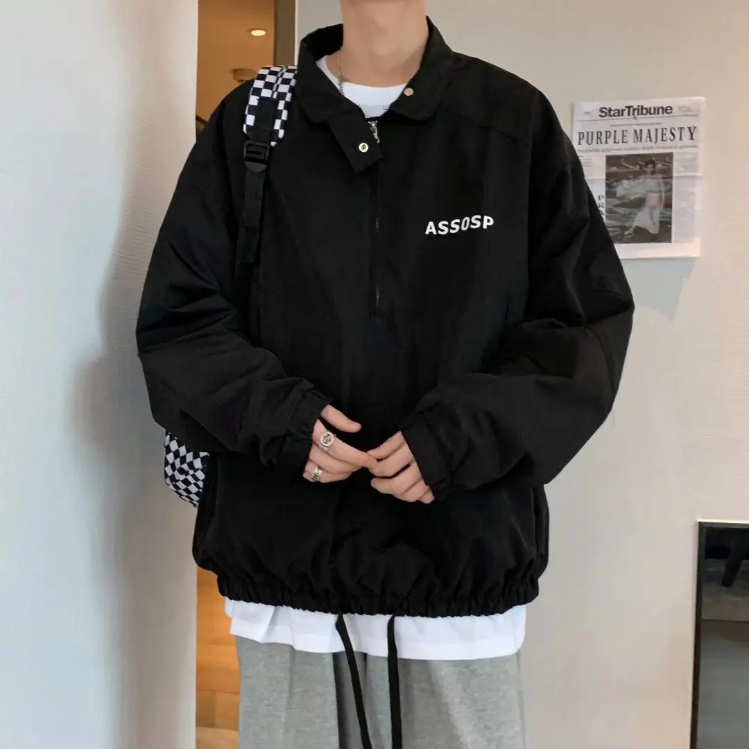 Мужская куртка с воротником-стойкой без капюшона в стиле Харадзюку |