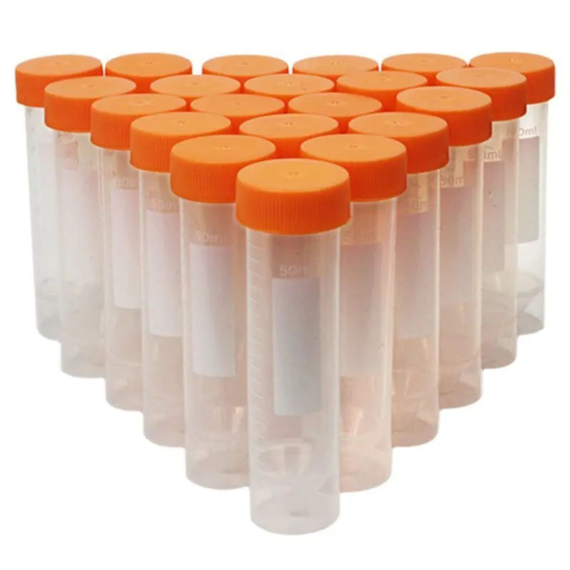 

30 Pcs 50Ml Flat-Bottom Plastic Graduated Vial Tube With Screw Cap