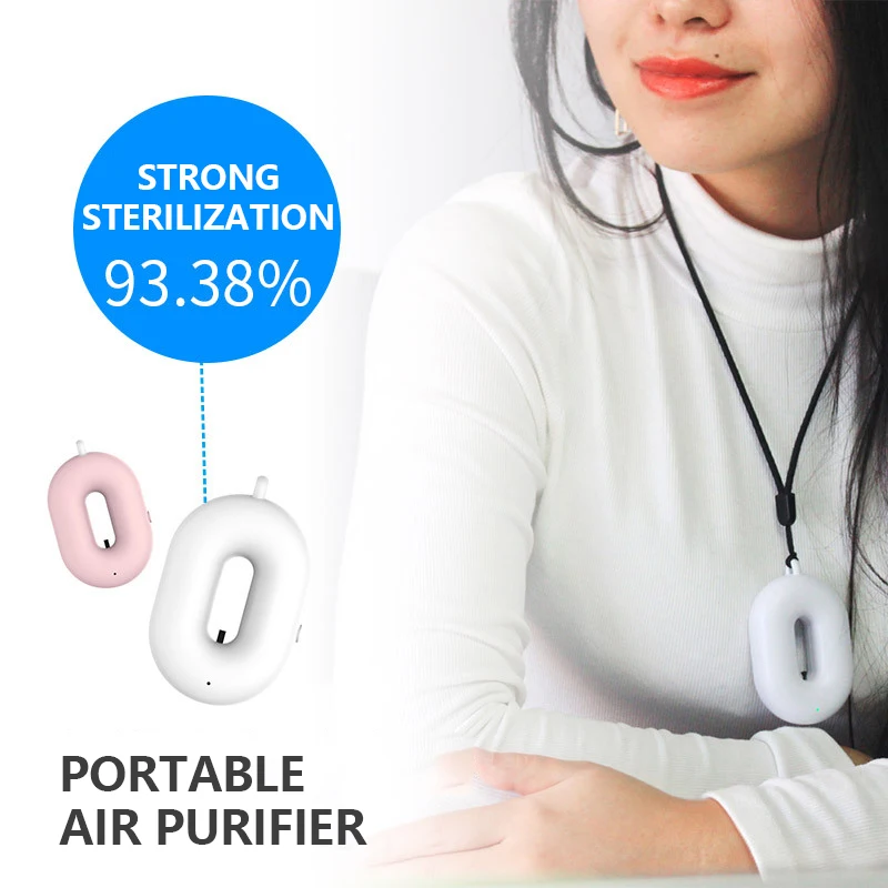 

2 Colors Wearable Air Purifier Necklace Mini Portable USB Air Cleaner Negative Lon Generator Low Noise Air Freshener
