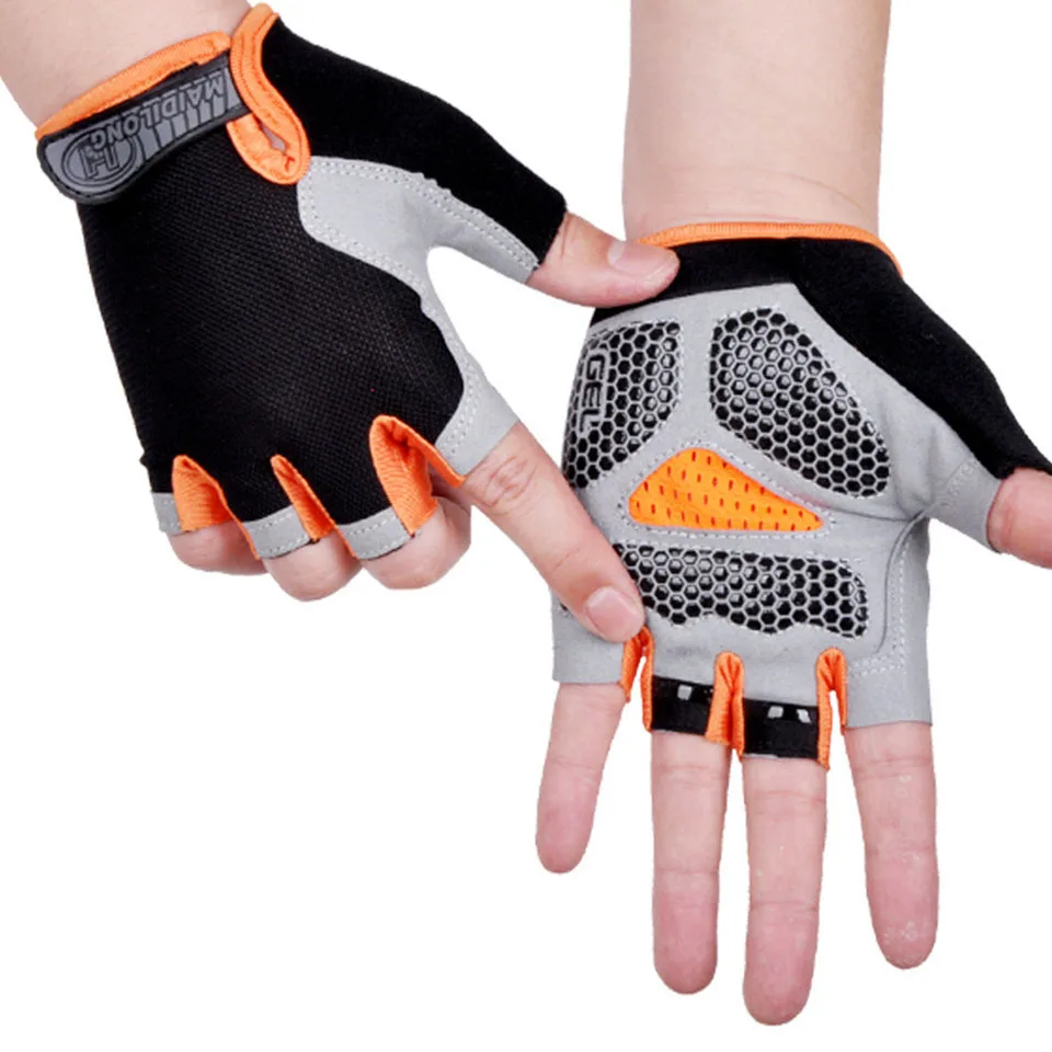 

Велосипедные Нескользящие перчатки с защитой от пота для мужчин и женщин, перчатки на полпальца, дышащие противоударные спортивные перчатки, велосипедные перчатки