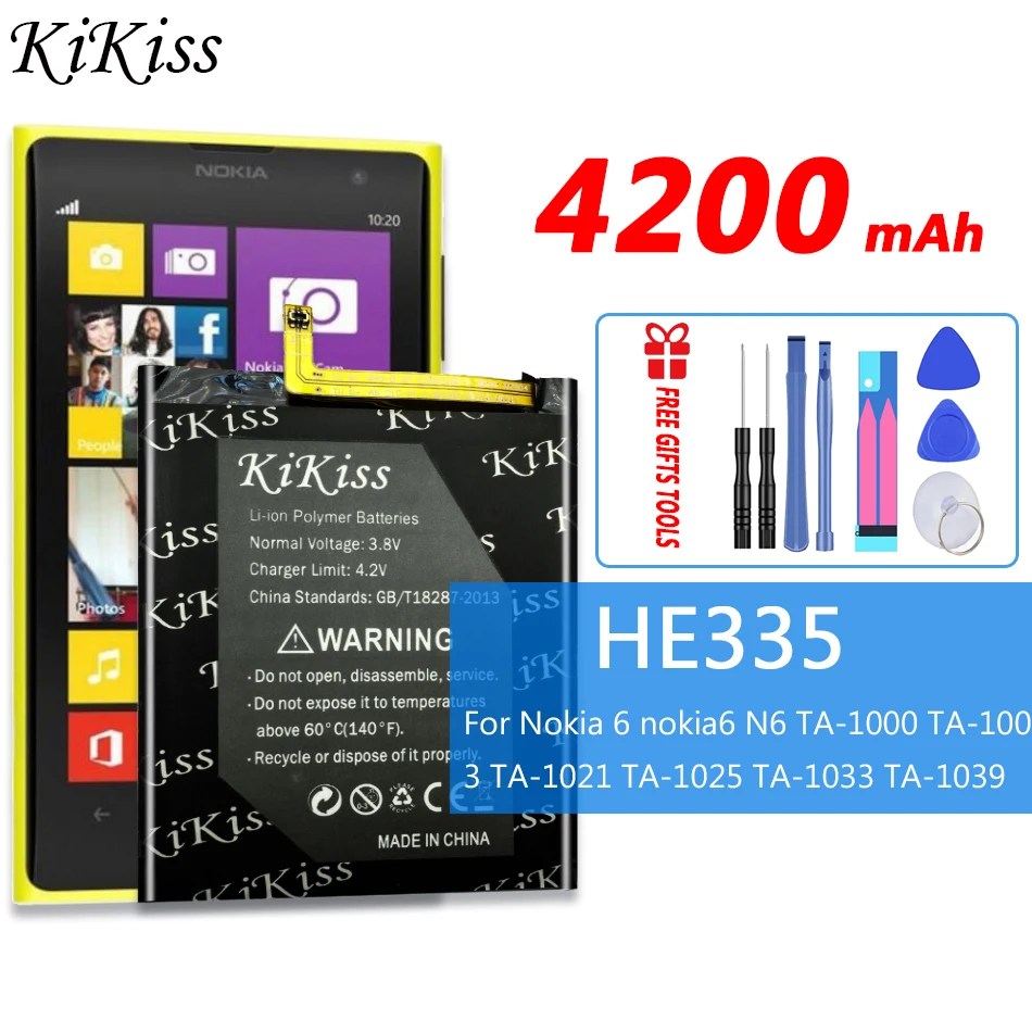 

4200mAh HE335 For Nokia 6 nokia6 N6 TA-1000 TA-1003 TA-1021 TA-1025 TA-1033 TA-1039 Smart Mobile Phone High Capacity Battery