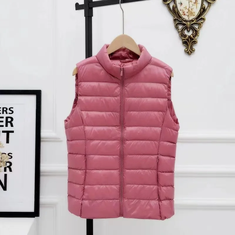 Women's Autumn Duck Down Warm Vest Sleeveless Stand Collar Portable Quilted Vests Female 2023 Winter Solid Casual Woman Jacket