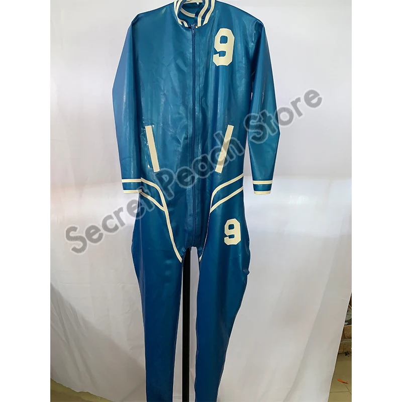 Латексный костюм кошки металлик синий мужской латексный спортивный боди с