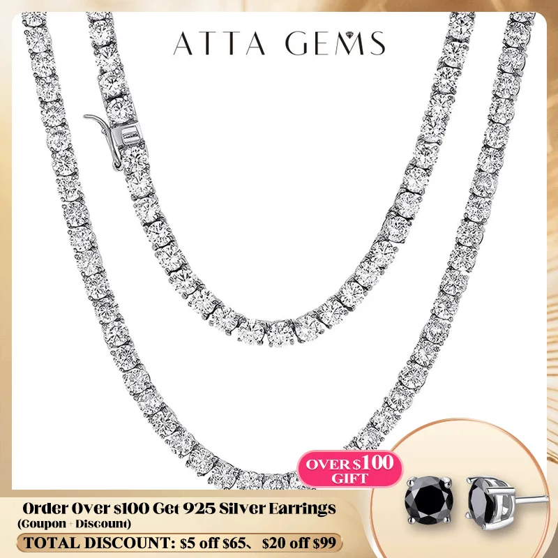 Бриллиант ATTAGEMS 3 0 мм ожерелье из муассанита цепочка для женщин чистое серебро 925