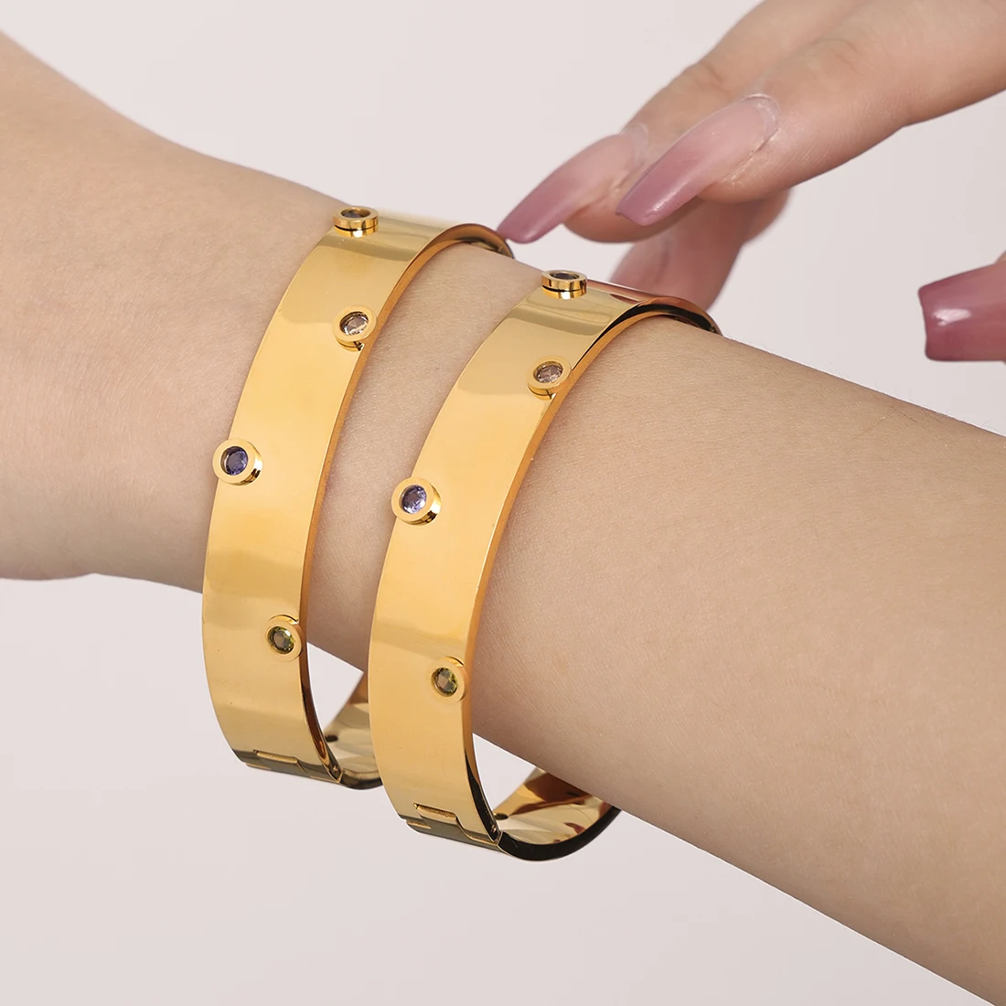 Круглый браслет с розой позолоченный для женщин инкрустированный цирконом из