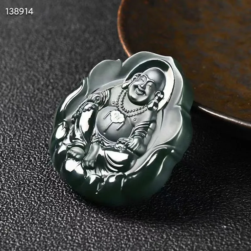 Натуральный 100% натуральный зеленый нефритовый кулон ожерелье ручная работа