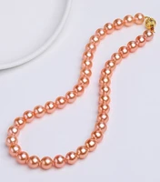 charming 189 10mm natural south sea genuine pink round pearl necklace free shipping for women necklace jewelry