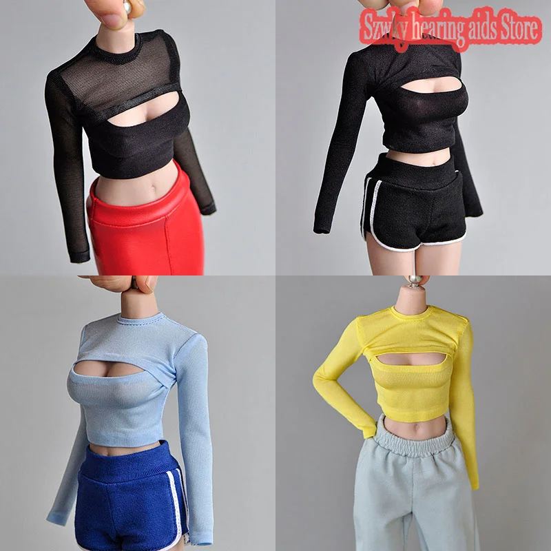 

1/6 Female Open Chest T-shirt Short Base Tops Clothes Set Accessorie Fit 12" Figure Action Model Doll Body