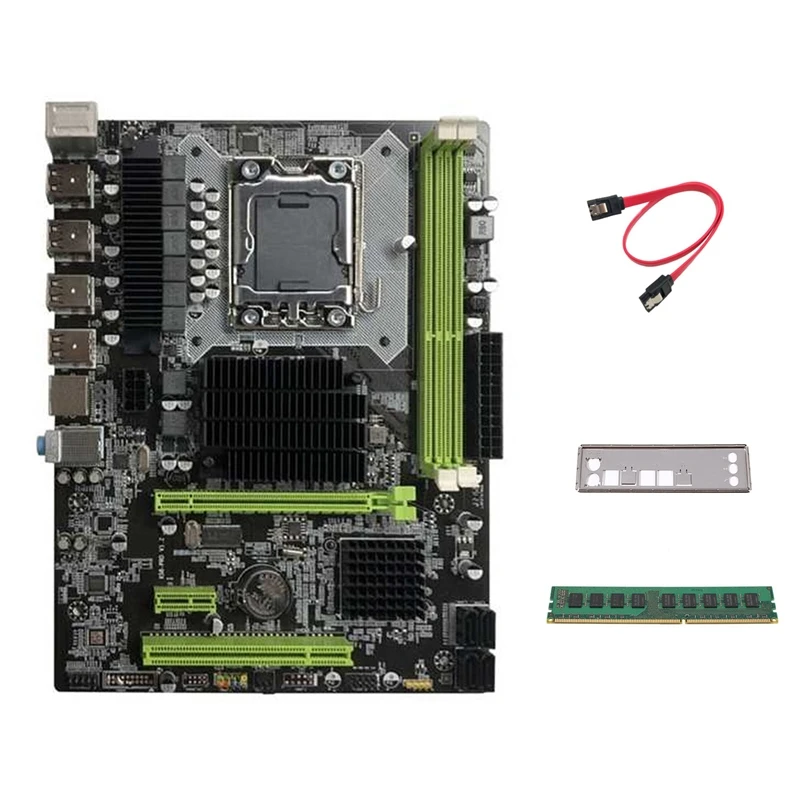 

X58 Motherboard LGA1366 Computer Motherboard Support XEON X5650 X5670 Series CPU With DDR3 8GB 1066Mhz RAM+SATA Cable