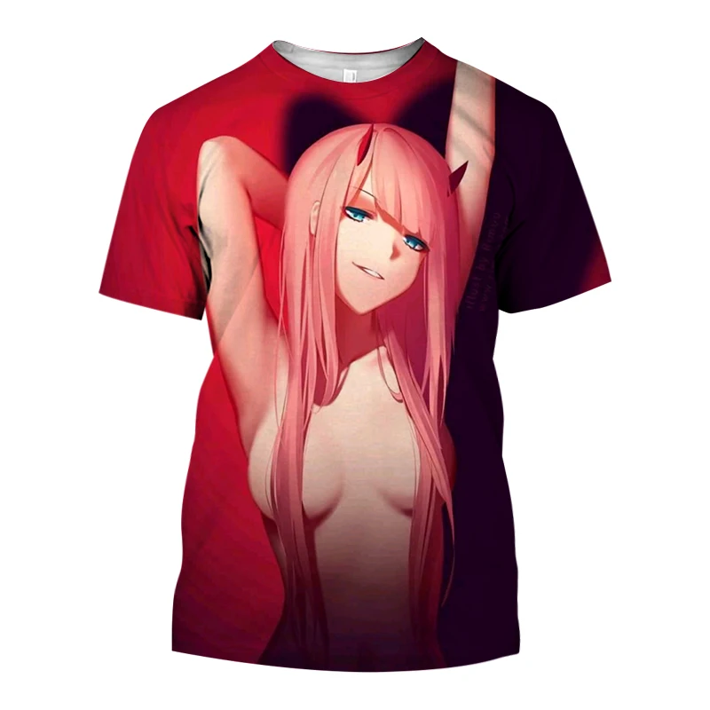 

Camiseta de manga corta con estampado de Darling In The Franxx para hombre y mujer, camisa Sexy 3D de Anime, moda informal, 2023