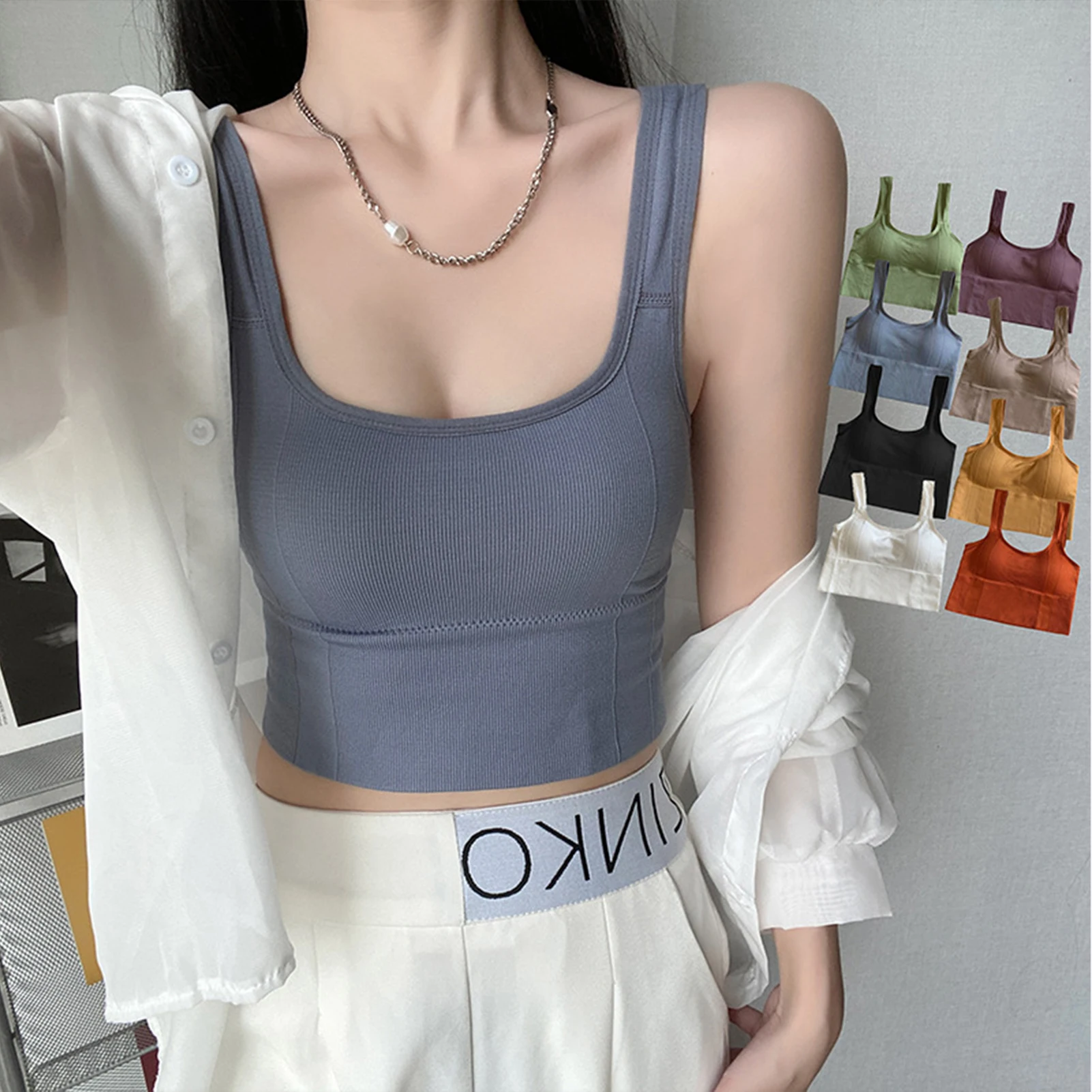 

Women's Wrapped Crop Tank Tops Stretchy Breathable and Soft Camisole Accessories for Women and Girls NIN668