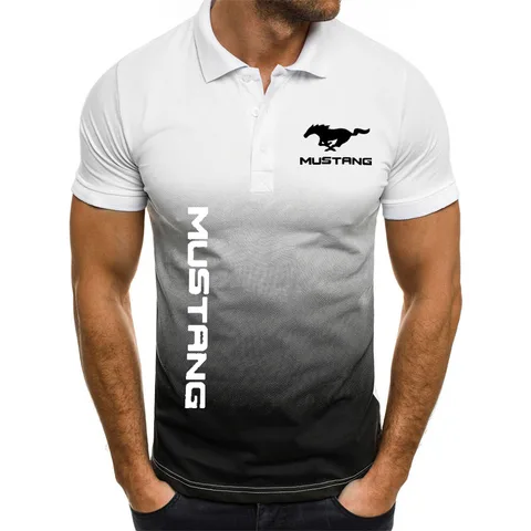 Летняя мужская футболка с принтом логотипа машины Mustang, удобная хлопковая дышащая спортивная мужская футболка для фитнеса, Мужская футболка с градиентом