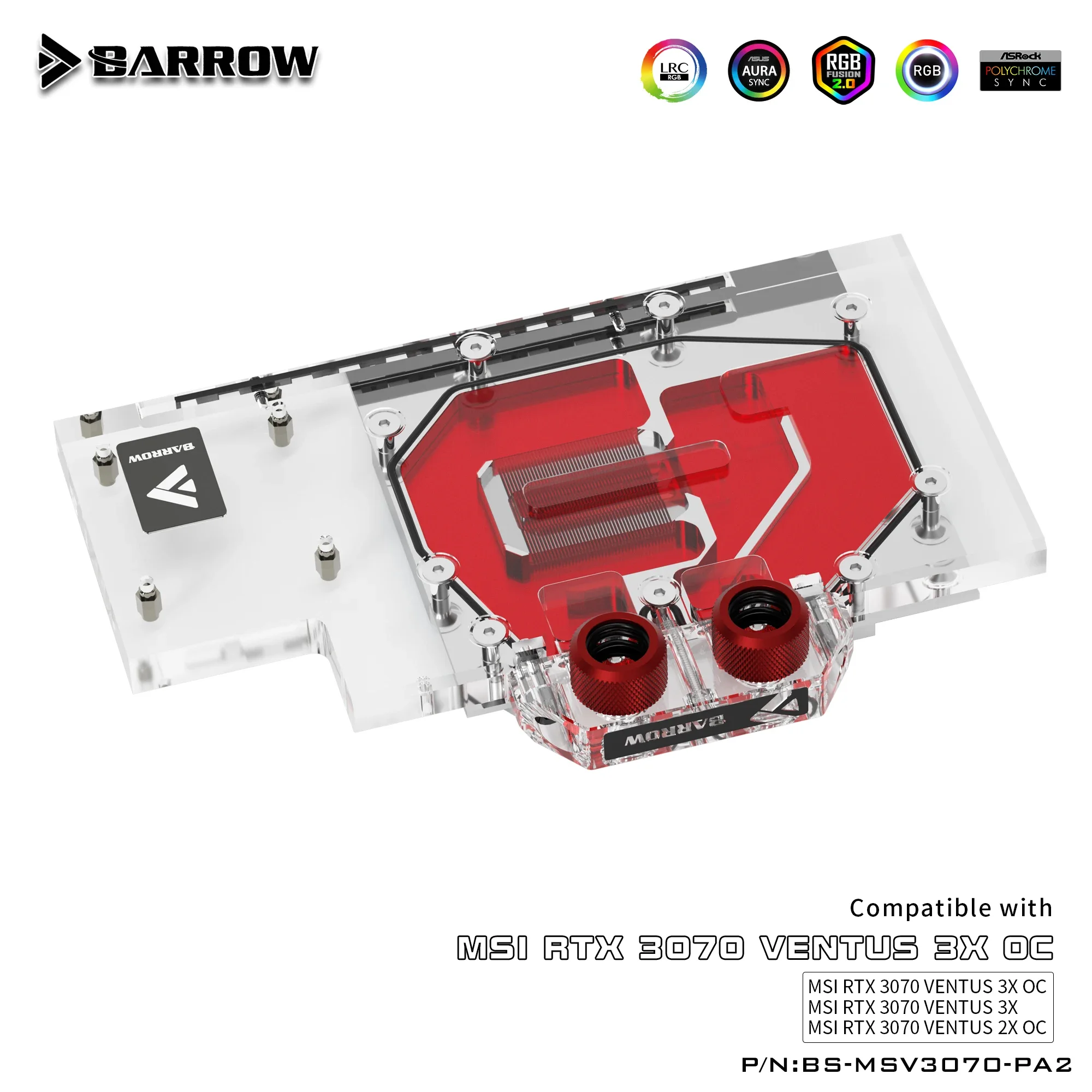 Блок водяного охлаждения графического процессора Barrow для MSI RTX3070 VENTUS кулер ARGB с