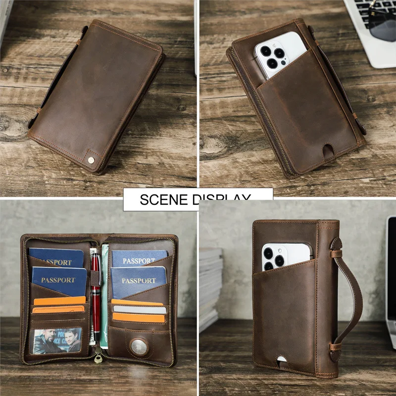 Новая модная корейская версия Crazy Horse кожаная Airtag дорожная семейная сумка для