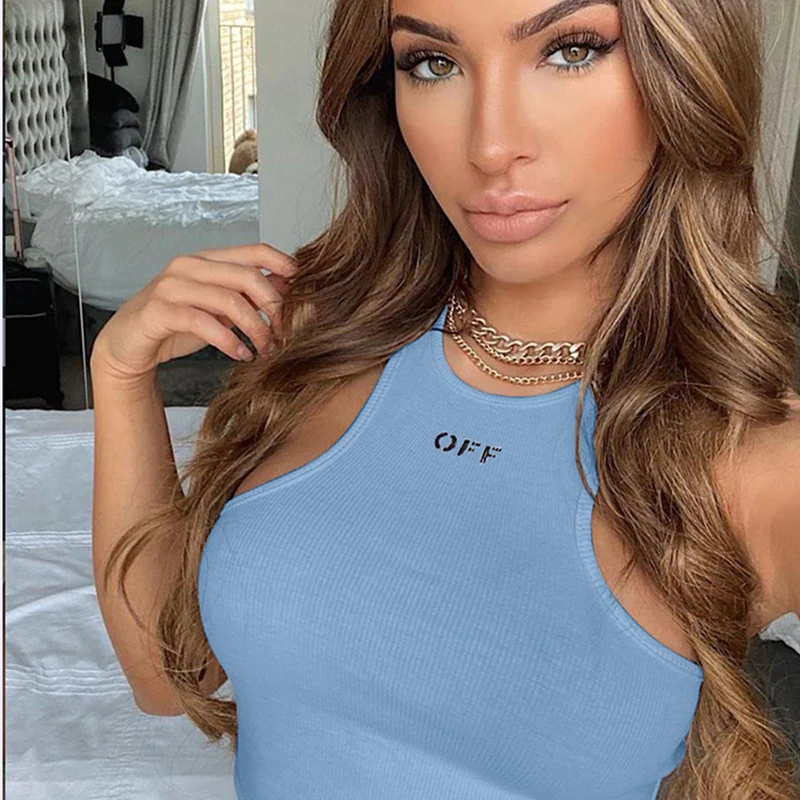 

Summer 2022 Slim Crop Tops Fashion Streetwear Tank Tops Women Vest Sexy Off Shoulder Black Backless Embroidery Baby Tees