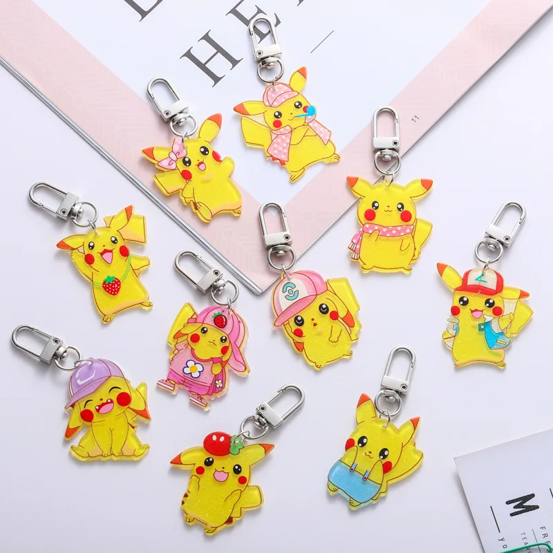 

Pokemon Kawaii Pikachu Keychain Pokemon Cartoon Doll Keyring Bag Car Key Chain Ring Pendant Kids Gifts