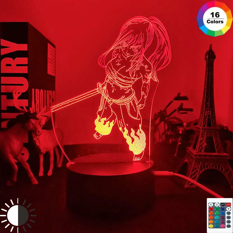 

Anime Led Night Light Fairy Tail Erza Scarlet Figure for Bedroom Decor Light Battery Powered Birthday Gift Manga Lamp Fairy Tail