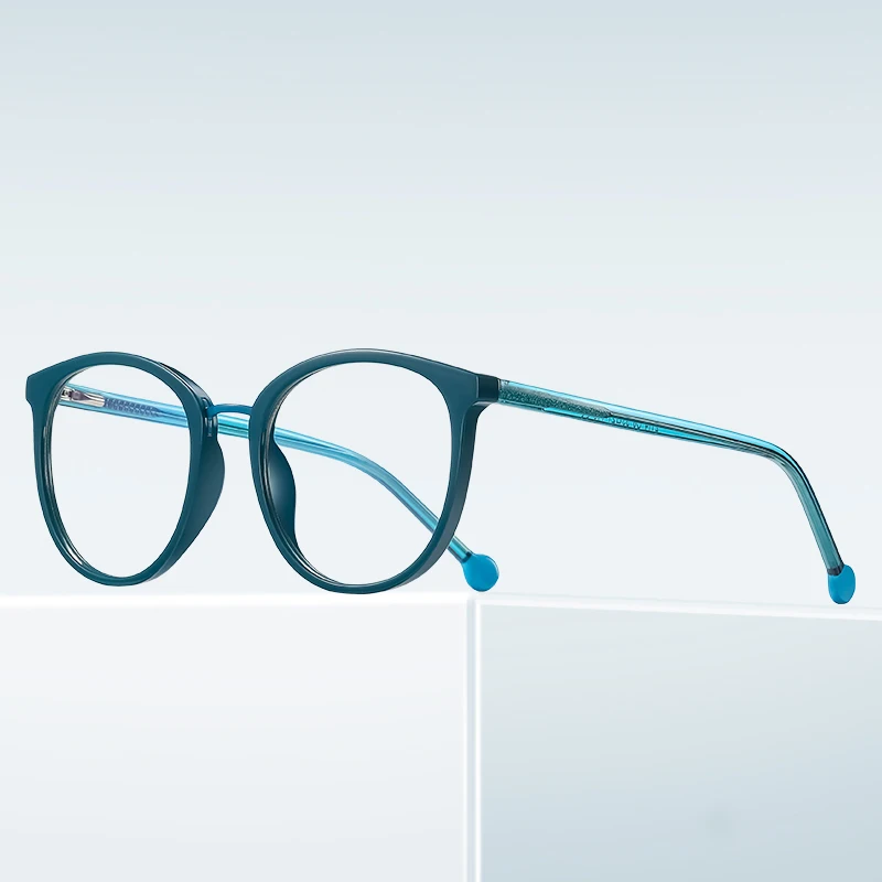 

Round Pink Myopia Eyewear Frame Transparent Decorative Anti-Blue Light Eyeglass Tr90 Retro Ladies Glasses For Optical Lenses