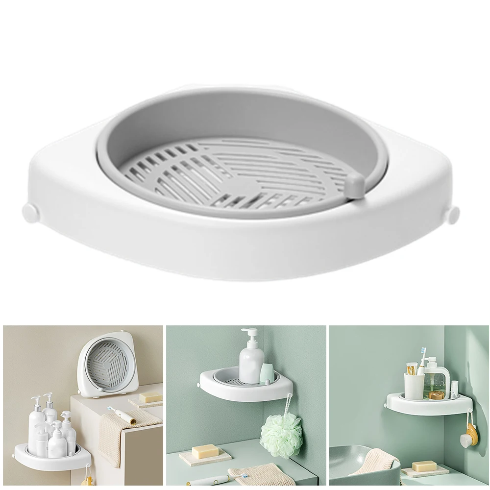 

Вращающаяся полка для хранения без отверстий настенная клейкая угловая подставка для корзин прямоугольная полка плавающий держатель для в...