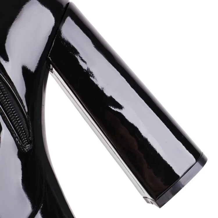 Black Thick Heels Elastic Micro Knee High Boots For Women Punk Style Autumn Winter Chunky Platform High Boots Party Shoes Ladies