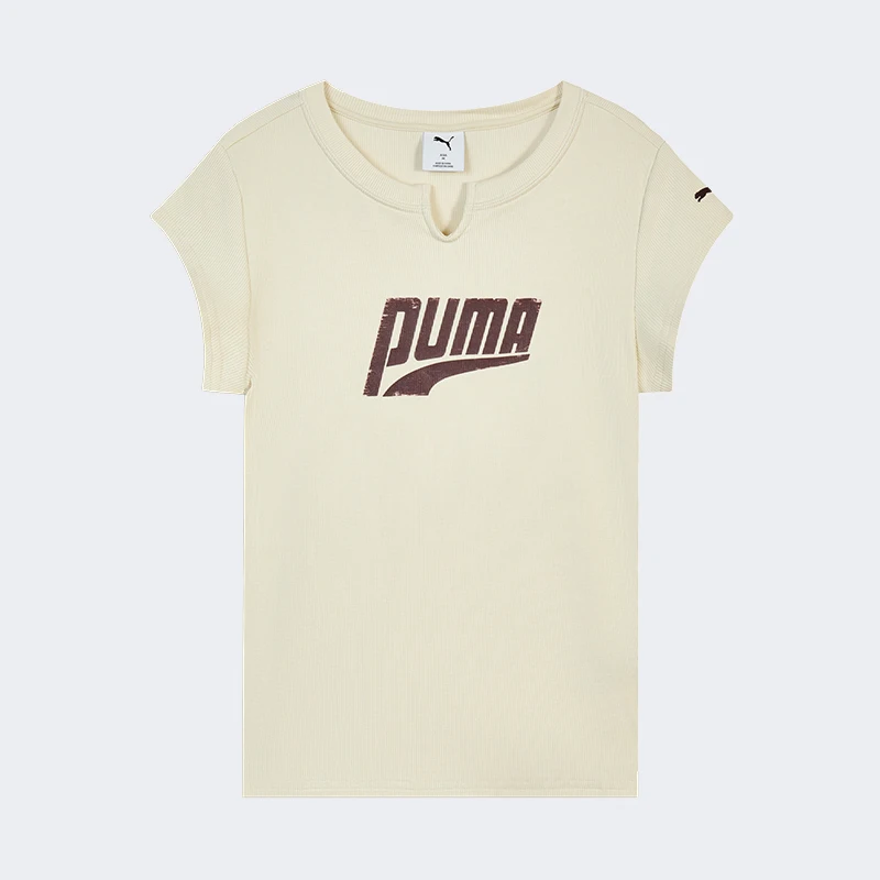 Фото Оригинальная спортивная удобная футболка Puma с ребристой отделкой, облегающего кроя, с короткими рукавами, 638607-87 №1