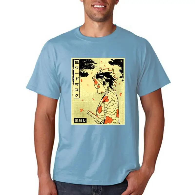 

Футболка мужская с принтом рассекающих демонов, крутая черная хлопковая тенниска с короткими рукавами, майка в стиле хип-хоп, уличная одежд...