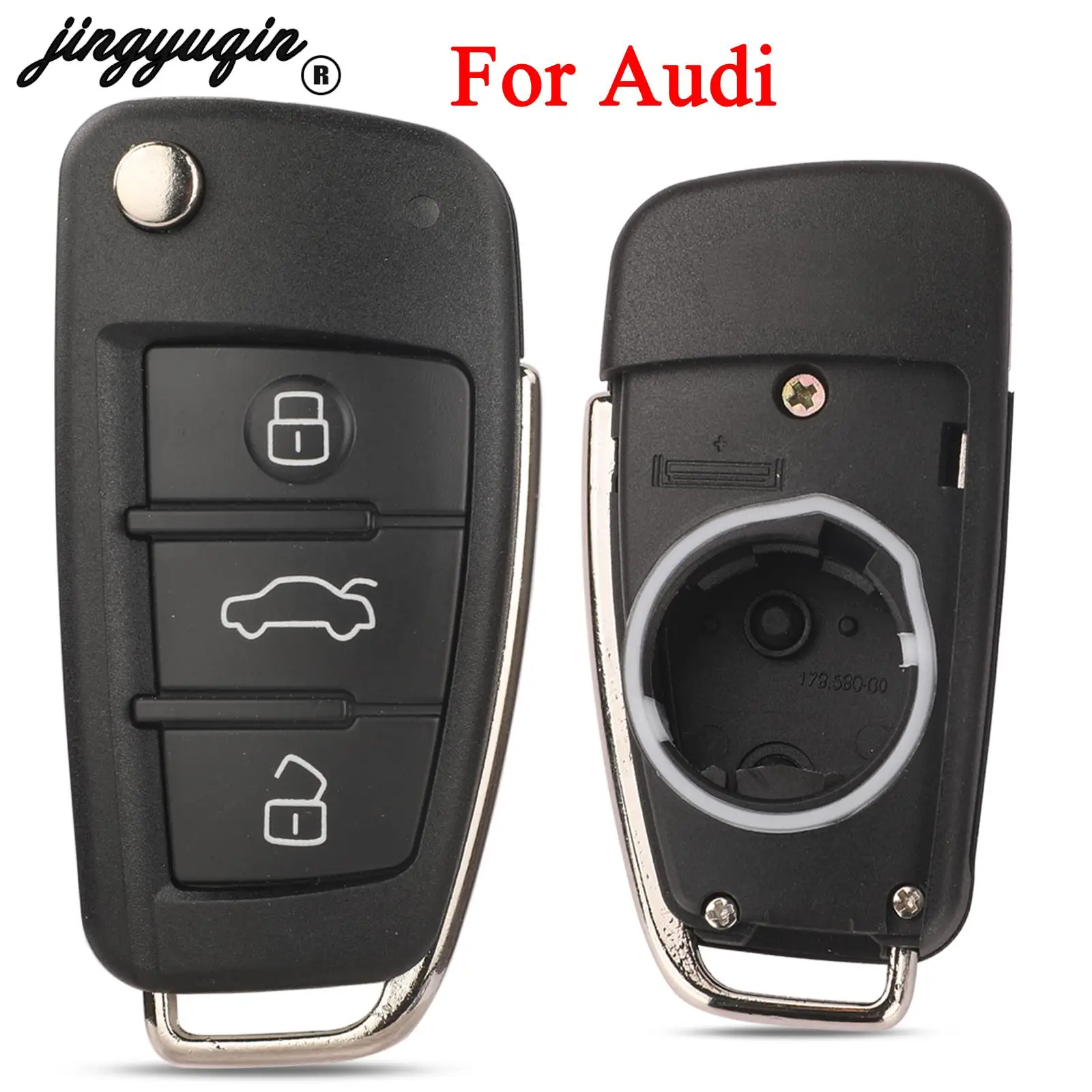 

jingyuqin Replacement New For Audi A2 A3 A4 A6 A6L A8 TT Folding Flip Remote Car Key Shell Case Fob 3 Buttons