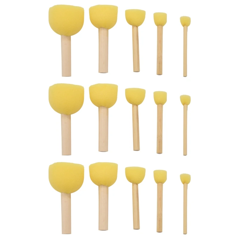 

Pack Of 90 Round Foam Sponge Paint Brush Set - Stencil Brush Value Pack - 5 Different Sizes - Great For Kids Arts