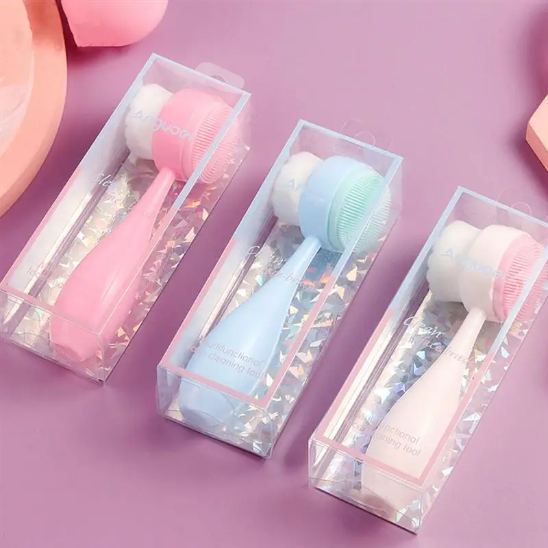 

2Pcs Double-sided Facial Cleaning Brush Manual Facial Brush Exfoliating Face Brush