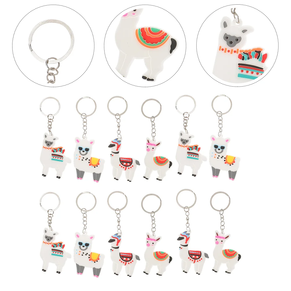 

24Pcs Alpaca Keychains PVC Key Rings Adorable Keychains Multifunction Key Rings for Bag Ornament