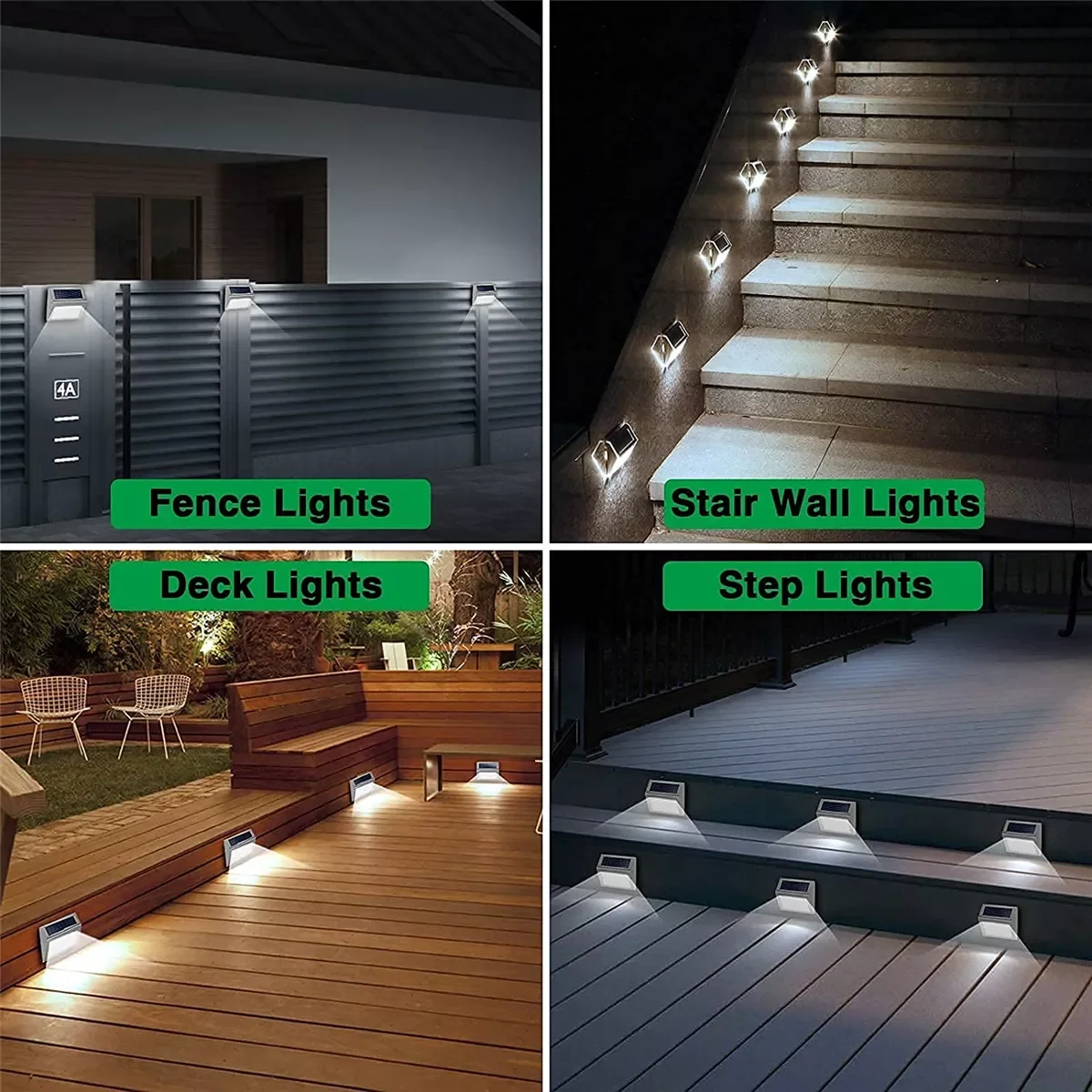 

Outdoor Fence Lights,Solar Powered Deck Light Waterproof Stairs Light Stainless Steel Security Wall Lamps for Step Walkway Patio