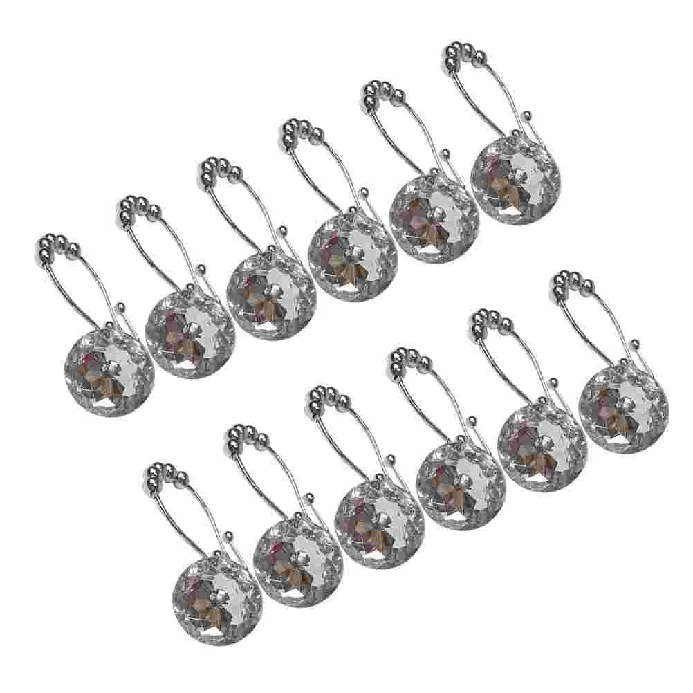 

12PCS Rust Resistant Double Hooks Glide Shower Ring Hangs for Both Shower Curtain and Liner (Stainless Steel Hook, White)