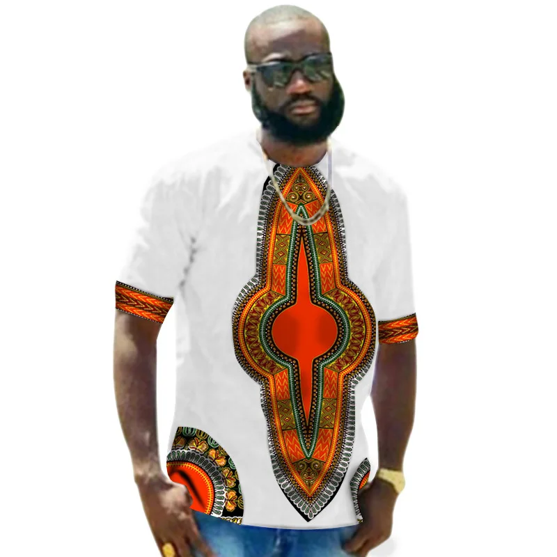 

African Men's T-shirt White Tees Tops Ethnic Style 3d Print Short-sleeved Summer Fashion Men's Clothing Oversized Daily Pullover