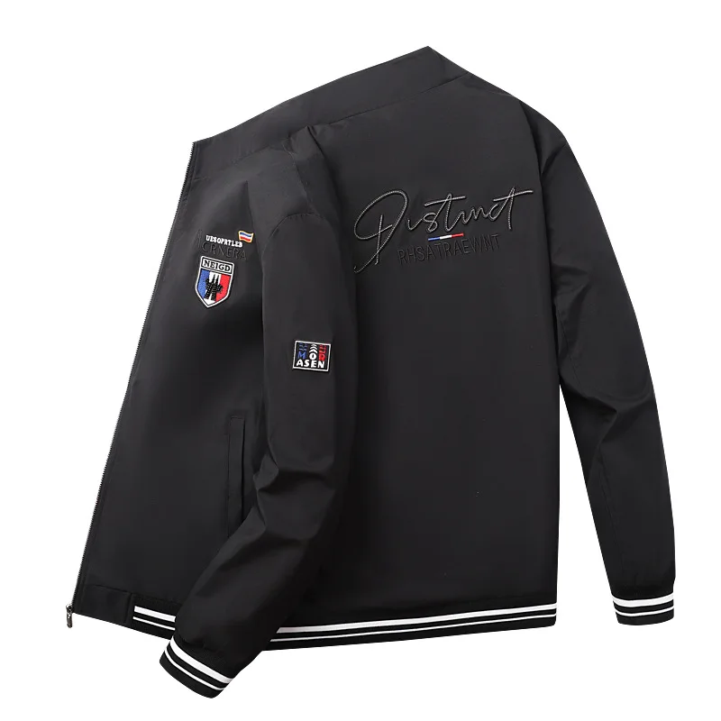 

Spring Autumn Men Jacket Black Embroidery Streetwear Fashion Coats Hip Hop Trench Men's Biker Jackets Windproof Loose Coat Tops