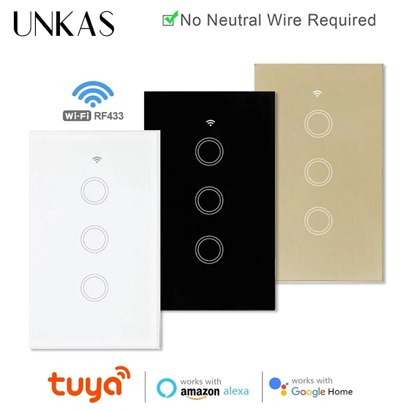 

Minitiger Tuya WiFi Smart Light Switch with Luxury Glass Panel,Touch Sensor Smart Wall Switch Voice Work with Alexa,Google Home