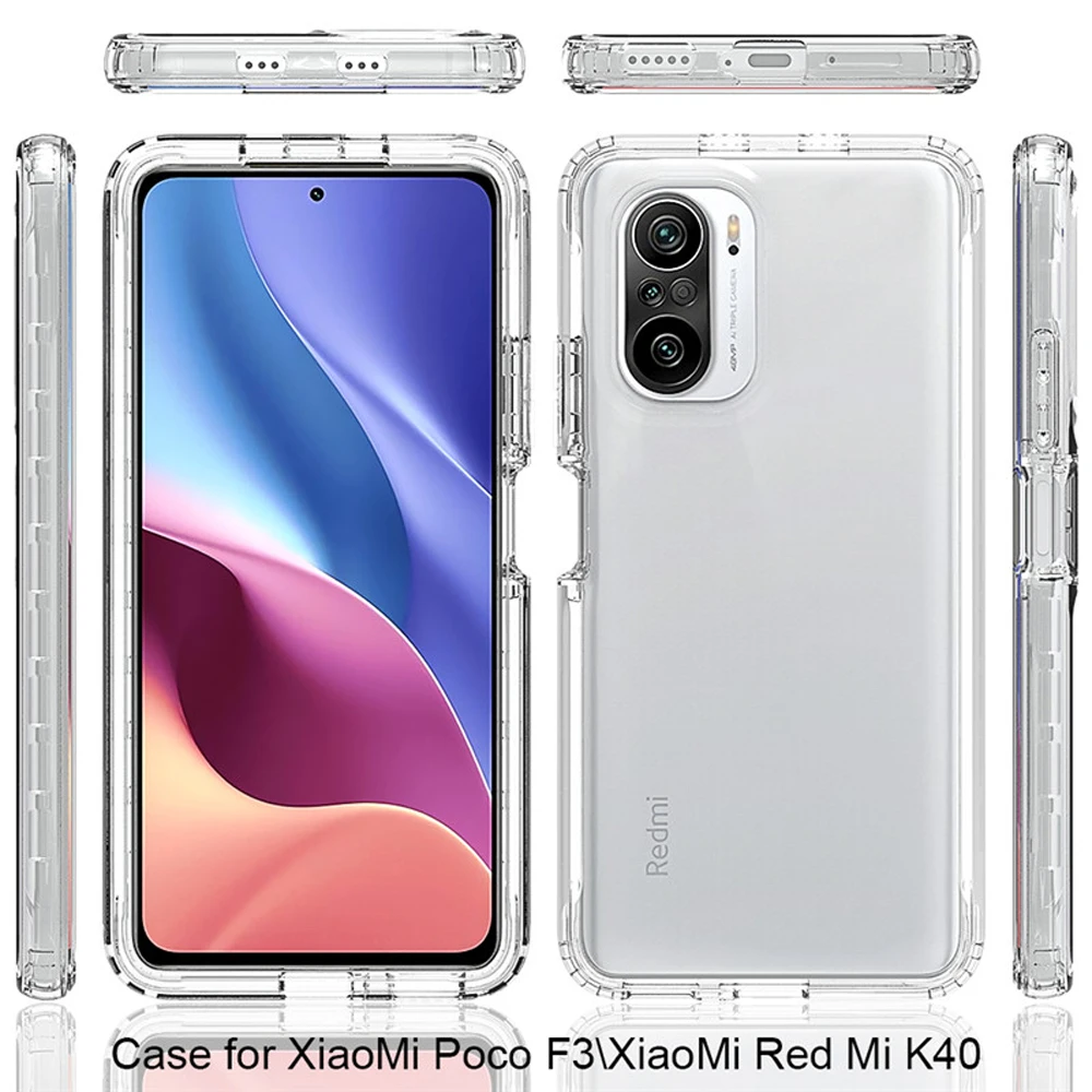 

Poco F3 2021 Crystal Case for Xiaomi Phonepoco F3 Shockproof Case Armor Bumper Hand Gradient Back Protect Cover Poco F3 F3 Funda