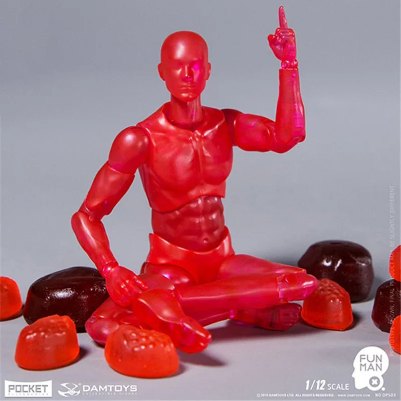 

DAMTOYS DPS03 1/12 Scale Action Figure Body Jelly Candyman 14.5cm 6inch Male Flexible Joint Red Body In Stock