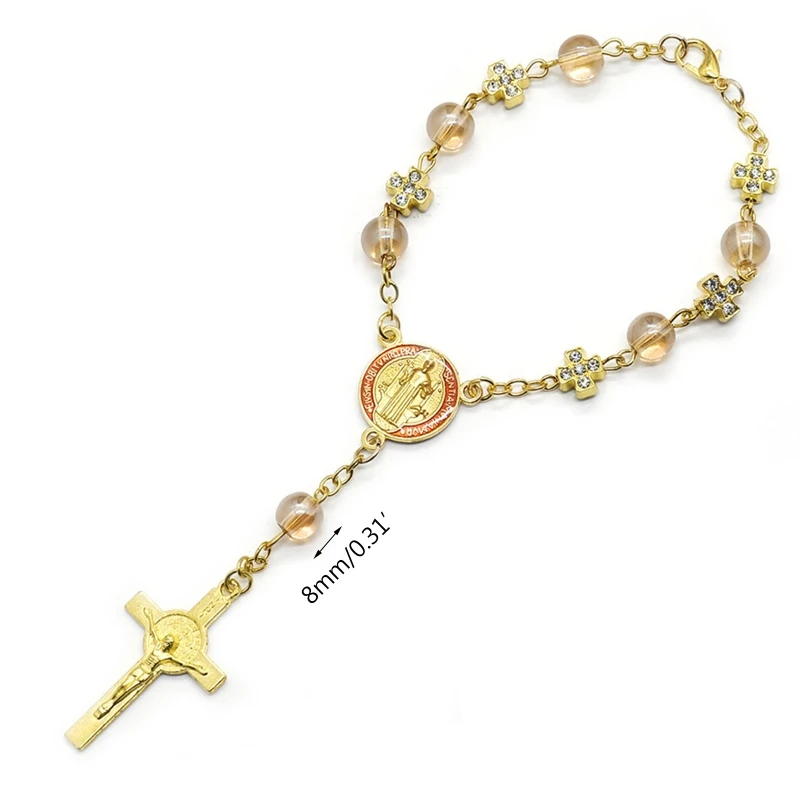 Золото для креста-четки браслет католические святые бусины аксессуары рук