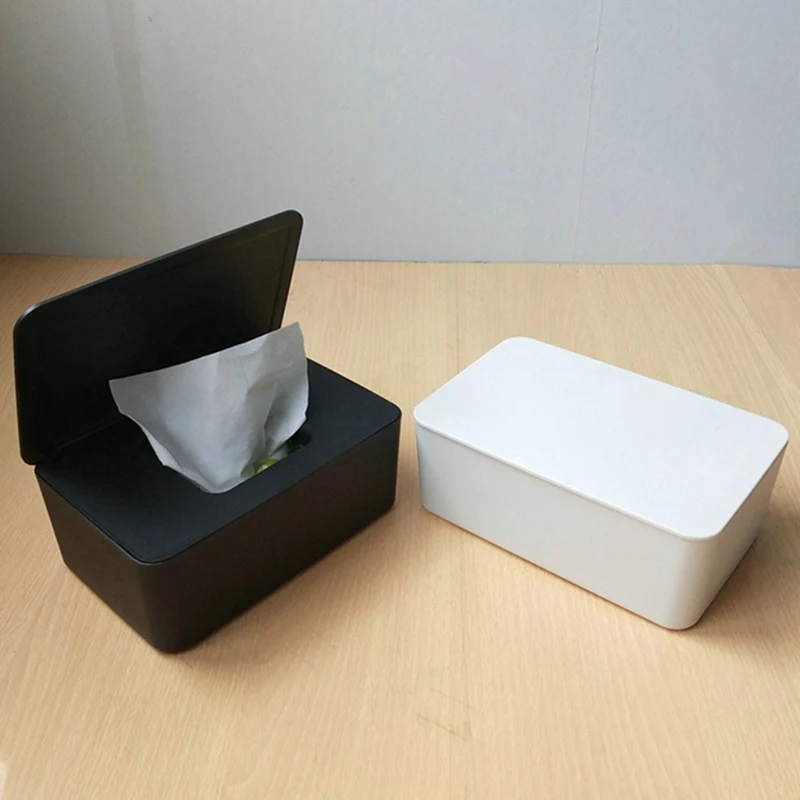 

Plastic Tissue Box Desktop Seal Baby Wipes Paper Storage Box Dispenser Holder Household Plastic Dust-proof Napkin Organizer