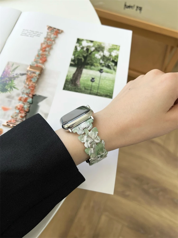 Ремешок резиновый для Apple Watch Band 41 мм 45 44 40 42 38 подарок Dream Butterfly женский браслет Iwatch