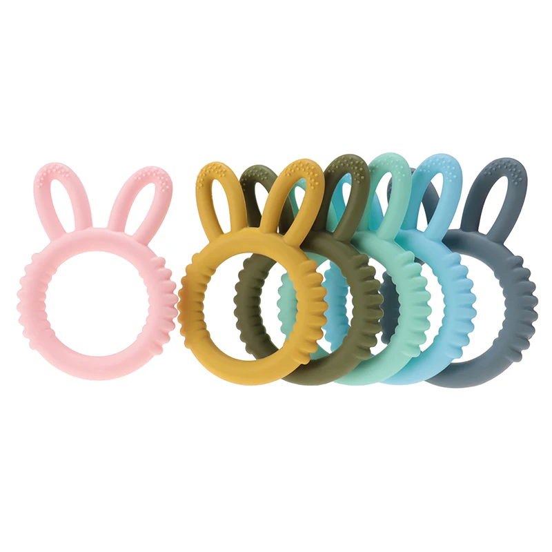 10pcs Silicone Teething Ring Baby Accessories Silicone Teethers Baby Goods For Teeth Rabbit Ring Teether Baby Care Products