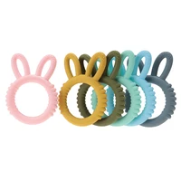 10pcs silicone teething ring baby accessories silicone teethers baby goods for teeth rabbit ring teether baby care products