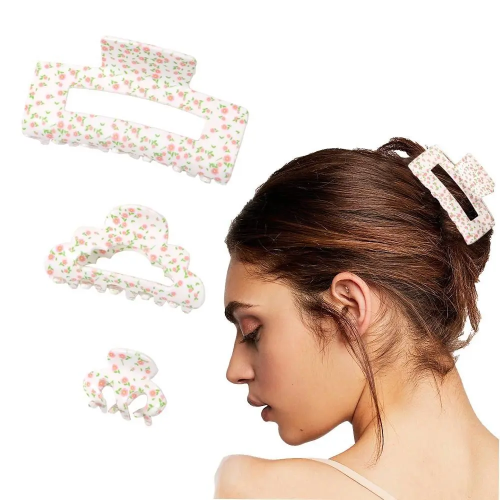 

Floral Acrylic Shark Clips Ponytail Holder Korean Shark Clips Flower Hair Claws Women Hair Clips Geometric Hairgrips