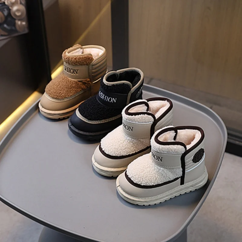 Детские зимние ботинки 2024 новые утепленные хлопковые для мальчиков корейская