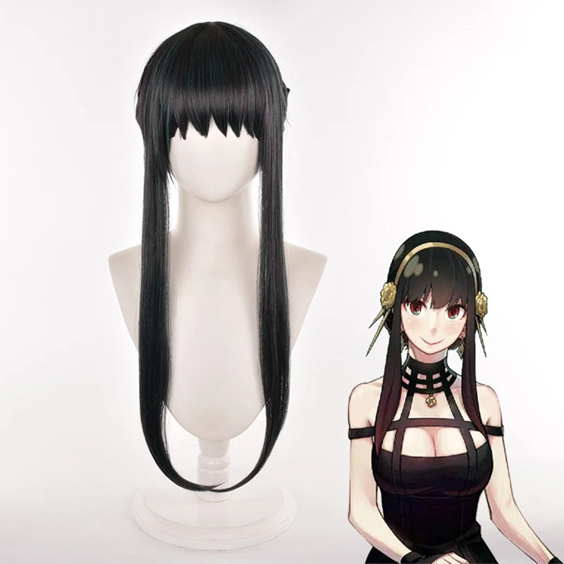 

Anime SPY×FAMILY Yor Forger Cosplay Wigs Headwear Mix Party Women Black Long Hair Fiber Girls Halloween Wig Props New