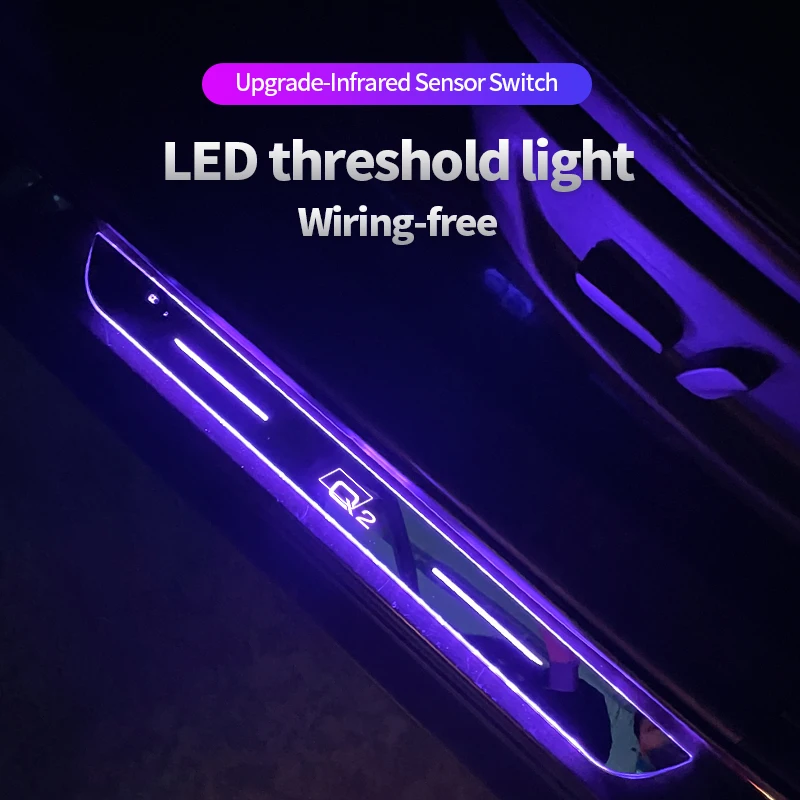 

USB Power Moving LED Welcome Pedal Car Scuff Plate Pedal Door Sill Pathway Light For Audi Q2 GAB Car Accessories