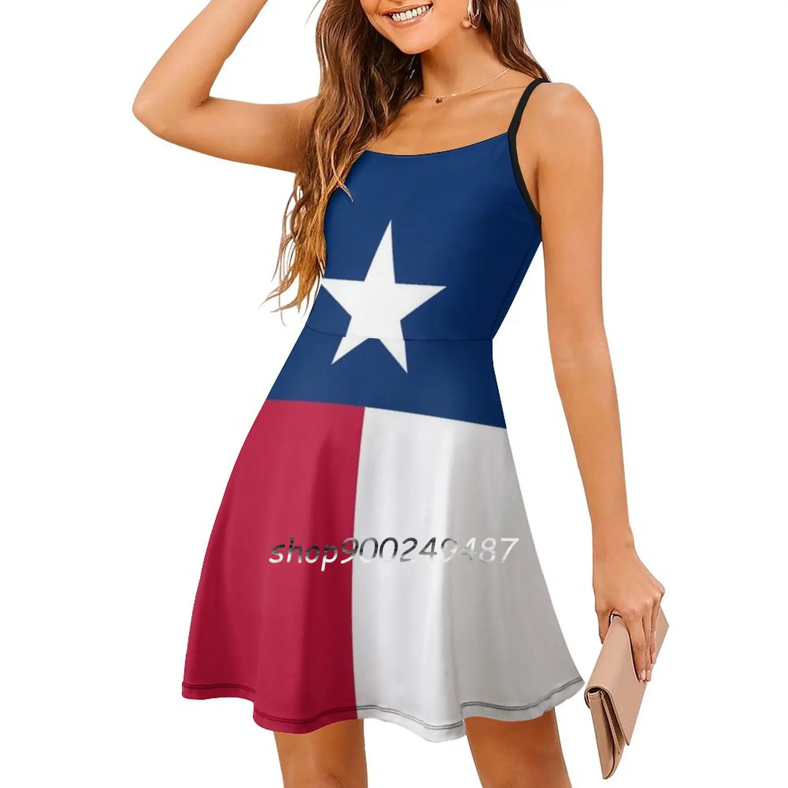 Lone Star State Sweet Elegant Dress Женское корейское платье Kawaii с квадратным воротником Texas Texan