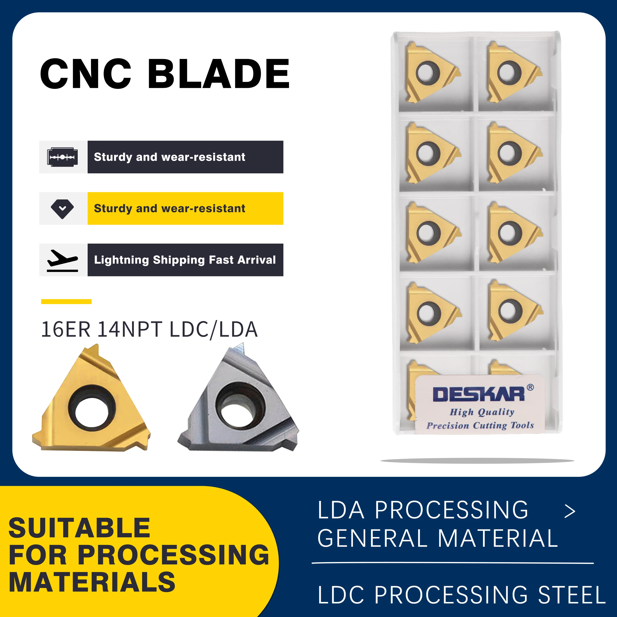 

16ER 16IR 11.5NPT 14NPT 18NPT LDA LDC Threading Cutting Insert CNC Lathe Threading Turning Tool Carbide Blade Cutting Tool Part